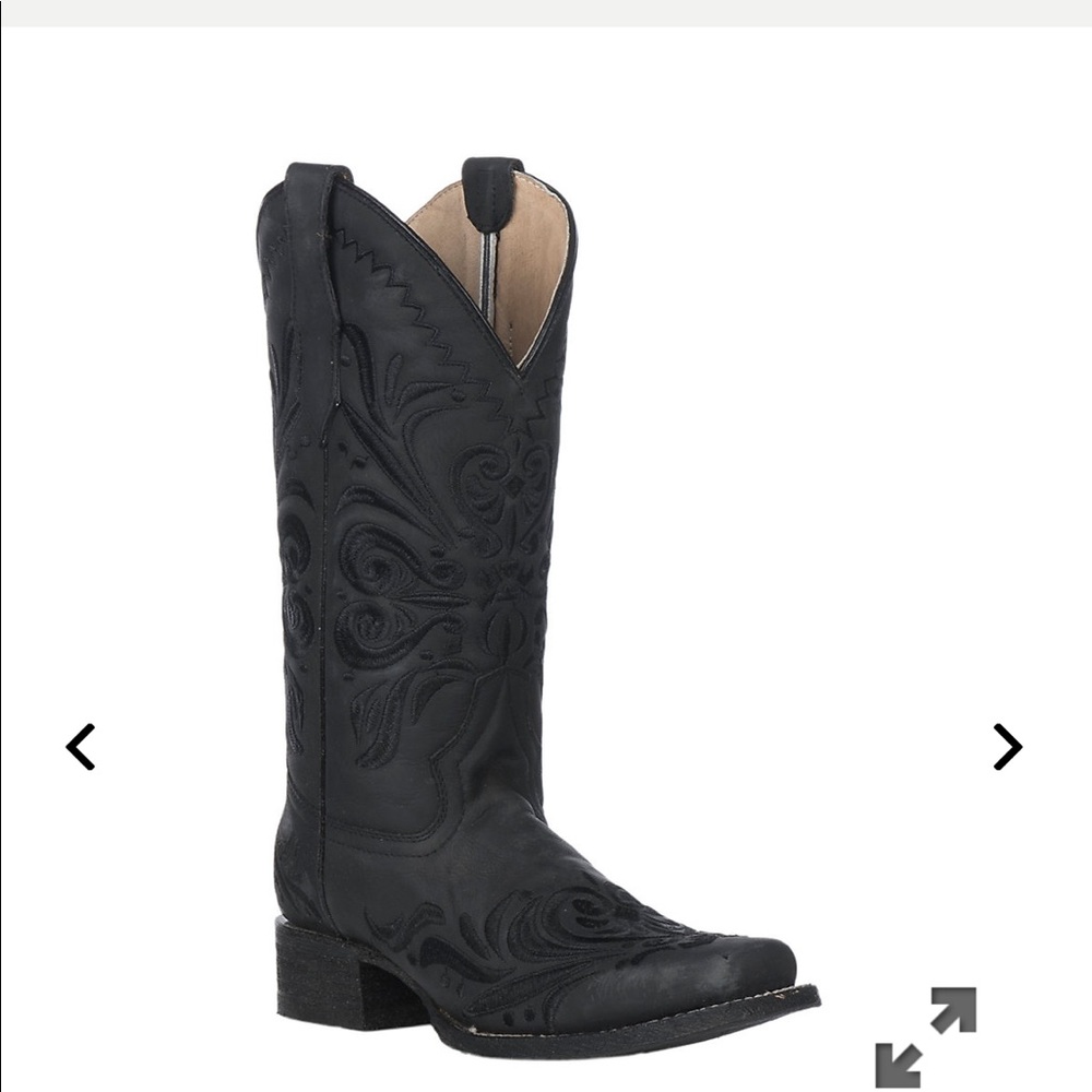 Black square toe boots